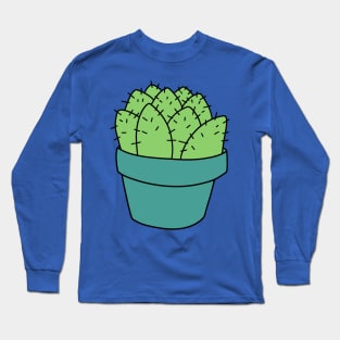 Green-Blue Potted Succulent Long Sleeve T-Shirt